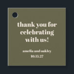 Bold Olive Fall Retro Custom Wedding Danke Geschenkanhänger<br><div class="desc">Bold Minimalistisch Olive Fall Retro Simple Custom Wedding Danke für Tags</div>