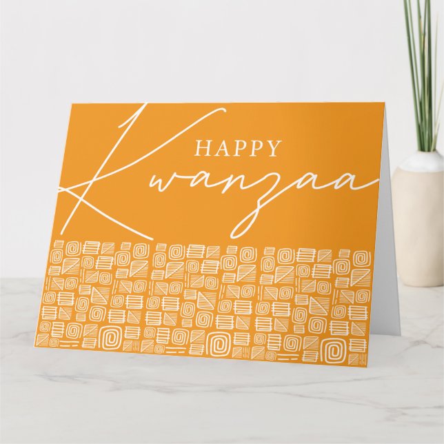 Bold Orange Happy Kwanzaa Single Foto Holiday Karte (Vorderseite)