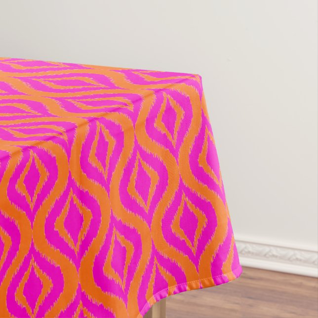 Bold Orange Hot Pink Summer Ikat Ogee Art Pattern Tischdecke (Beispiel)