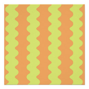 Bold Orange Limon Wavy Strip Moderne Kunst Poster
