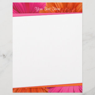 Bold Orange Pink Gerbera Daisy Letterhead