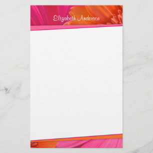 Bold Orange Pink Gerbera Daisy Stationery Briefpapier