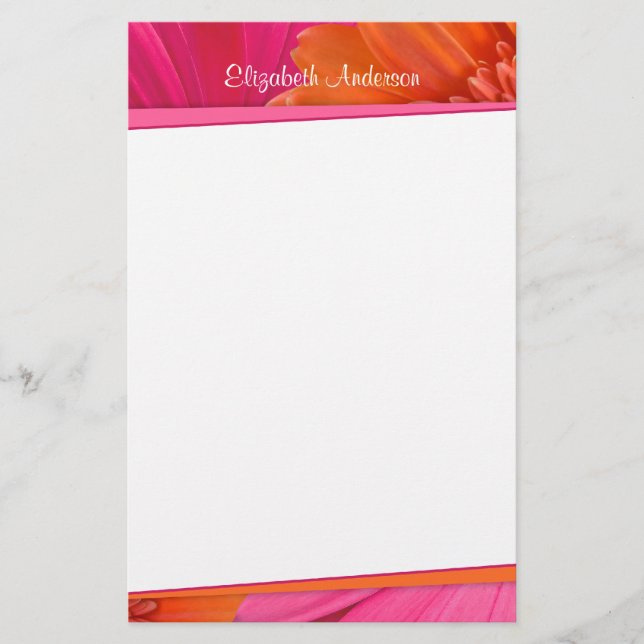Bold Orange Pink Gerbera Daisy Stationery Briefpapier (Vorderseite)