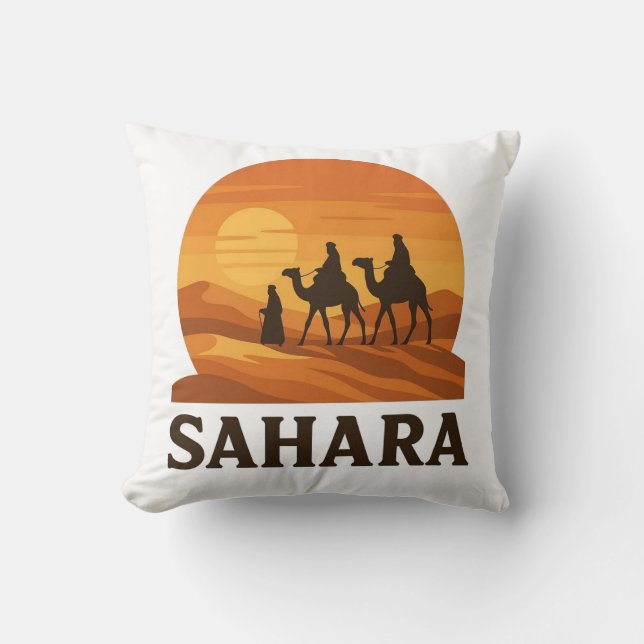 Bold Orange Retro Vector Sahara Sunset Camel Kissen (Vorderseite)