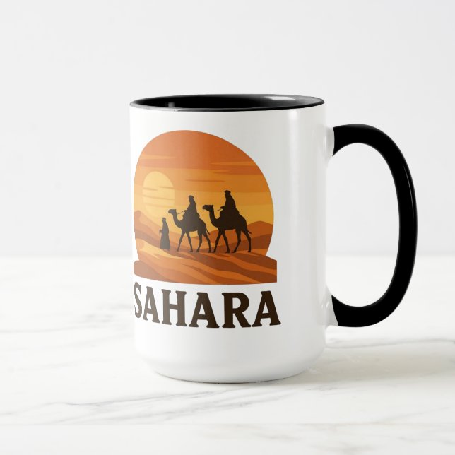 Bold Orange Retro Vector Sahara Sunset Camel Tasse (Rechts)