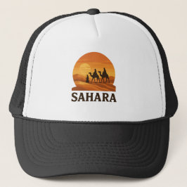 Bold Orange Retro Vector Sahara Sunset Camel Truckerkappe