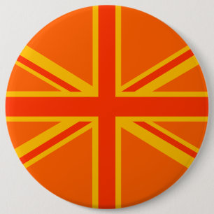 Bold Orange Union Jack British Flag Swag Button