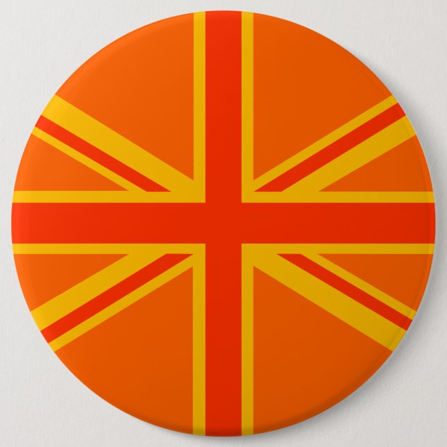 Bold Orange Union Jack British Flag Swag Button (Vorderseite)