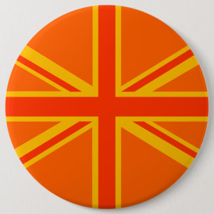 Bold Orange Union Jack British Flag Swag Button