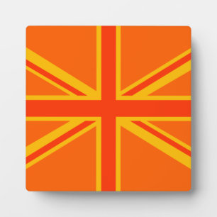 Bold Orange Union Jack British Flag Swag Fotoplatte