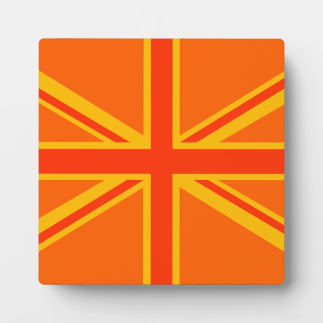 Bold Orange Union Jack British Flag Swag Fotoplatte (Vorderseite)