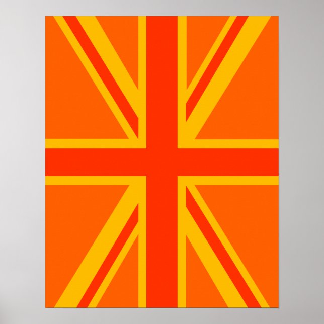 Bold Orange Union Jack British Flag Swag Poster (Vorne)