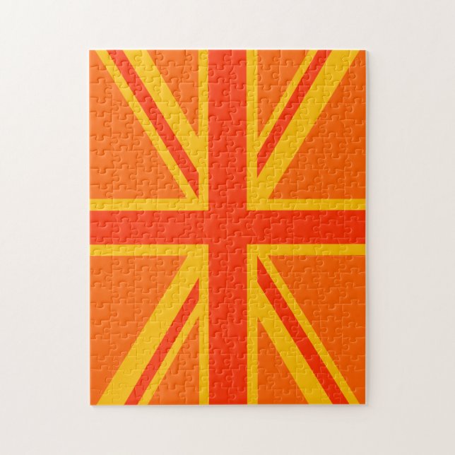 Bold Orange Union Jack British Flag Swag Puzzle (Vertikal)