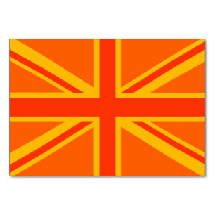 Bold Orange Union Jack British Flag Swag Tischnummer