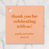 Bold Peach Orange Retro Custom Wedding Vielen Dank