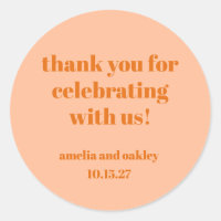 Bold Peach Orange Retro Custom Wedding Vielen Dank