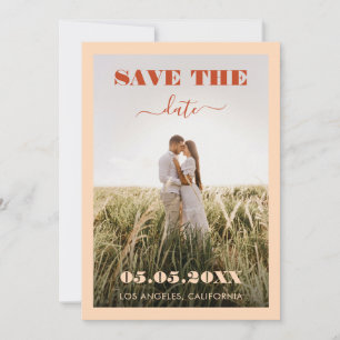 Bold Peach & Terracotta 2 Foto Einfache Hochzeit Save The Date