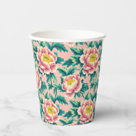 Bold Pink Chinoiserie Floral Pappbecher