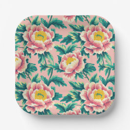 Bold Pink Chinoiserie Floral Pappteller