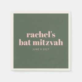 Bold Pink Green Personalisiert Bat Mitzvah Name Serviette