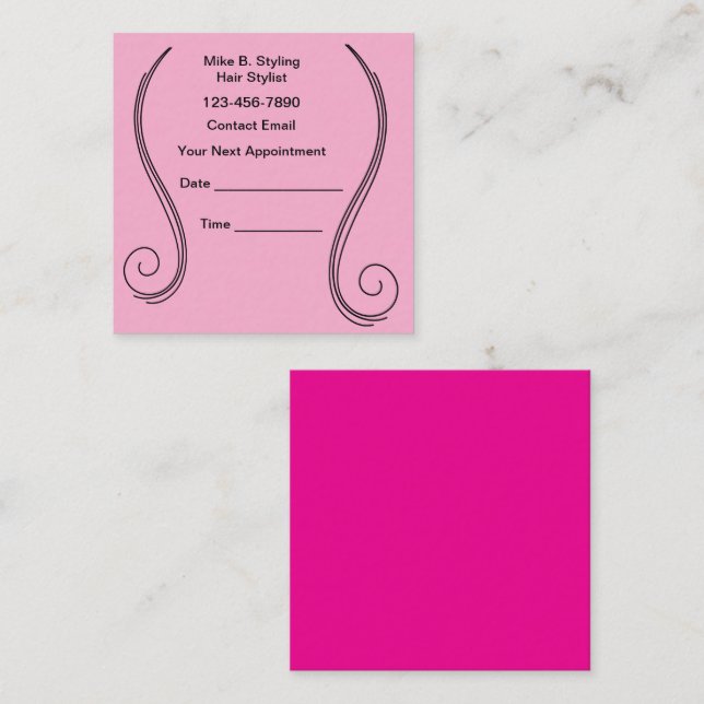 Bold Pink Hair Stylist Theme Appointment Cards Terminkarte (Vorne/Hinten)