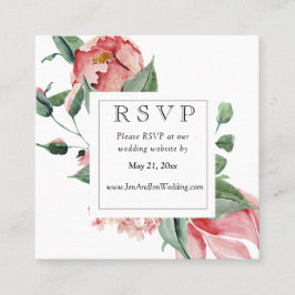 Bold Pink Magnolia Wedding Website UAWG Quadratische Visitenkarte