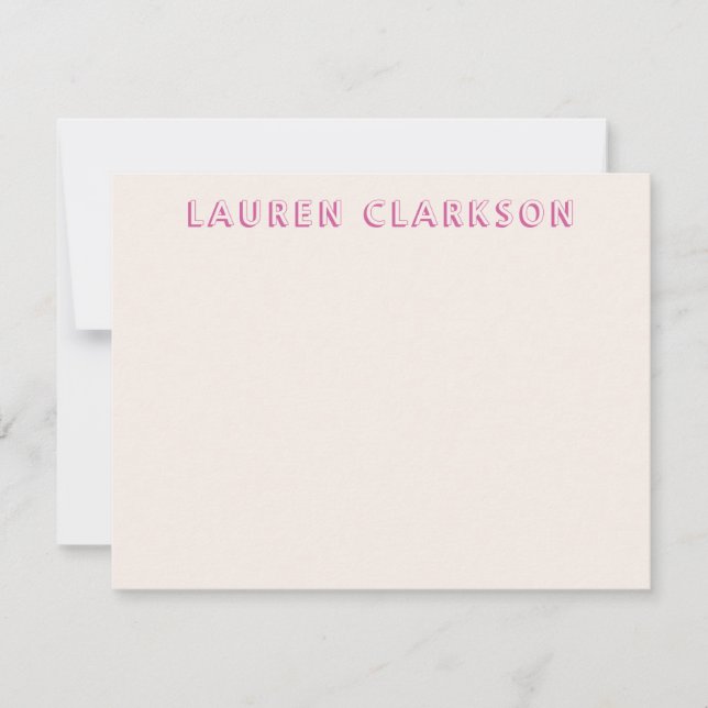 Bold Pink Name Note Card Save The Date (Vorderseite)