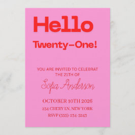 Bold Pink Red 21st Birthday Invite Einladung