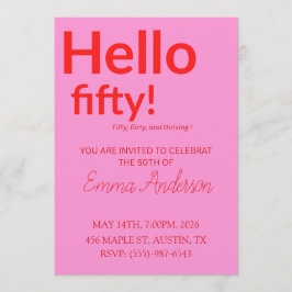 Bold Pink Red 50th Birthday Invite Einladung