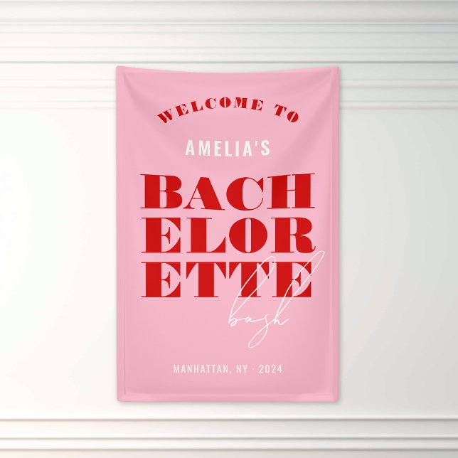 Bold Pink & Red Bachelorette Weekend Banner (Von Creator hochgeladen)