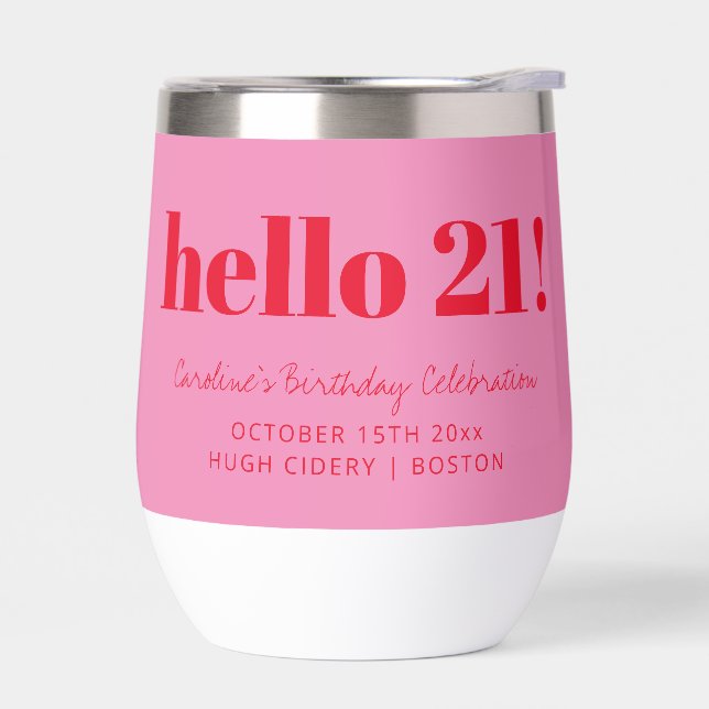 Bold Pink Red Modern 21st Birthday Custom  (Links)