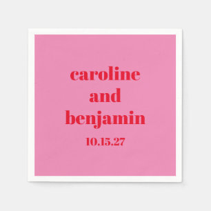 Bold Pink Red Modern Wedding Personalisiert Serviette