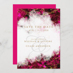 Bold Pink Tourmaline und Crystal Save the Date Einladung