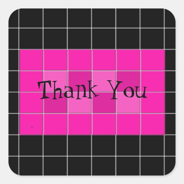 Bold Pink und Black Tile Danke Aufkleber (Vorderseite)