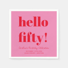 Bold Pink und Red Modern 50. Geburtstag Custom Serviette