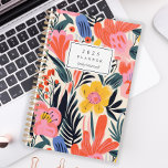 Bold Pink Yellow Floral Pattern Personalisiert 202 Planer<br><div class="desc">Personalisieren Sie diesen Planer mit Ihrem Namen in schwarz kursiv gerahmt durch ein weißes Rechteck,  auf einem fett-farbigen Muster aus rosa,  gelben und orangefarbenen Blume auf beigem Hintergrund.</div>
