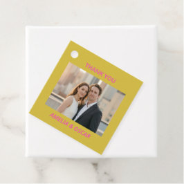 Bold Pink Yellow Photo Wedding Modern Custom Geschenkanhänger
