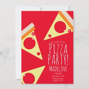 Bold Pizza Birthday Party Restaurant Rotes Restaur Einladung