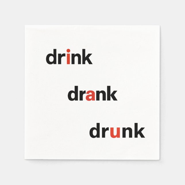 Bold Plain Drink Drank Drunk Spelled Out Cocktail Serviette (Vorderseite)