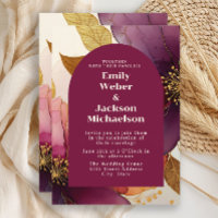 Bold Plum Gold Floral Arch Wedding