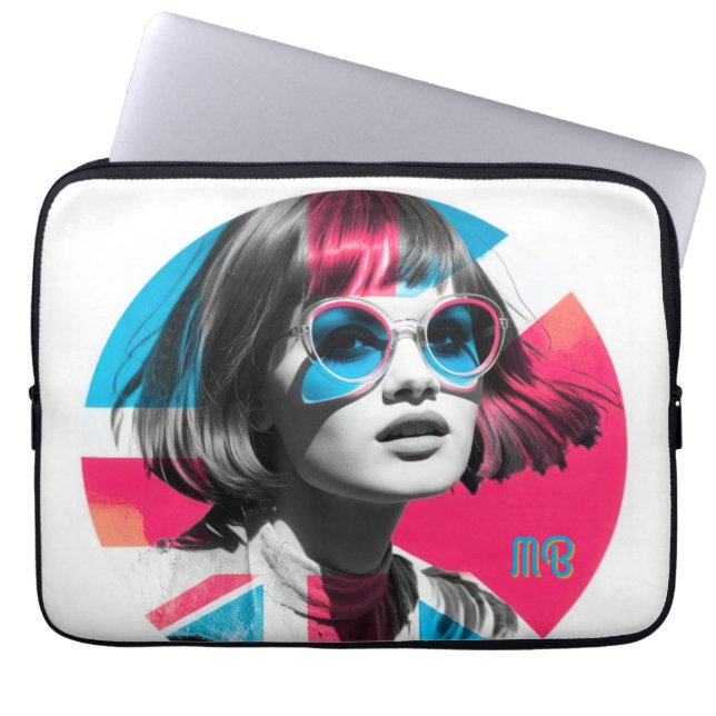 Bold Pop Art Cool Girl Retro Modern British Style Laptopschutzhülle (Vorderseite)