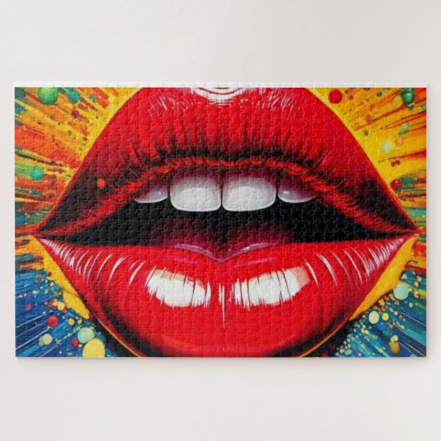 Bold Pop Art Lips Canvas Puzzle (Horizontal)
