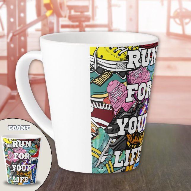 Bold Pop Art Runner Jogger Milchtasse (Von Creator hochgeladen)