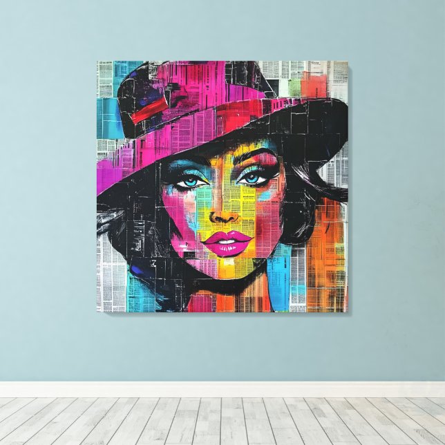 Bold Pop Art Stretched Canvas Print Leinwanddruck (Insitu (Holzboden))