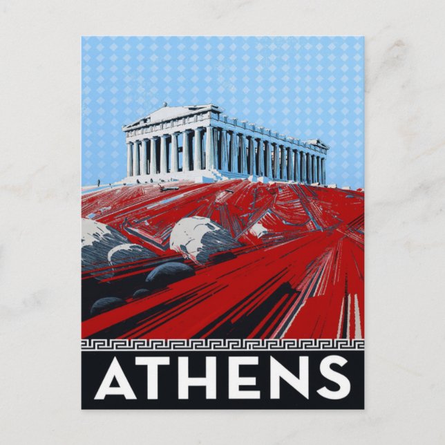 Bold Pop Art Style Athens Parthenon Greece Postkarte (Vorderseite)
