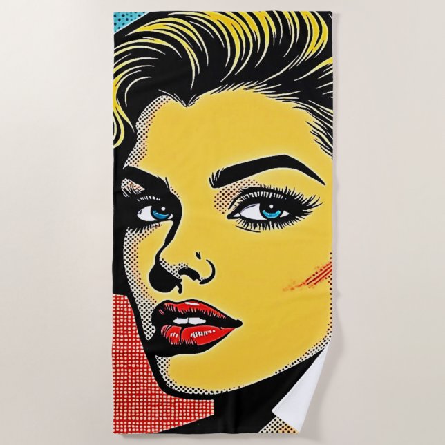 Bold Pop Art Woman Defined Strandtuch (Vorderseite)