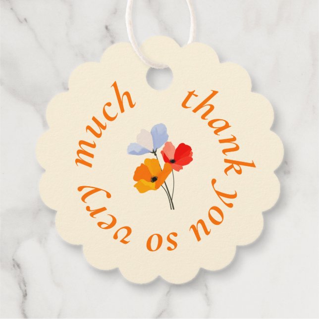 Bold Poppy Colorful Vielen Dank Geschenkanhänger (Rückseite)