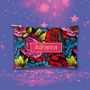 Bold Punk Blooms Floral Zubehörtasche