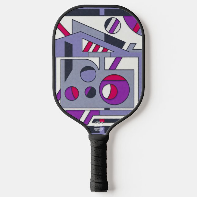 Bold Purple Pink Geometric Abstract Industrial Des Pickleball Schläger (Vorderseite)