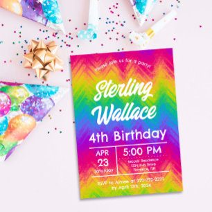 Bold Rainbow Zickzack Birthday Party Custom Einladung